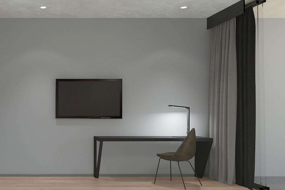 Crystalbrook Vincent Hotel Brisbane Værelse billede A room with a TV, a chair, a table, a curtain, and a lamp